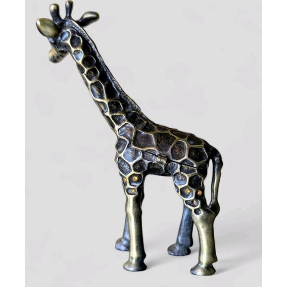 Hinged Enamel Giraffe Trinket Box Magnetic Closure Rhinestone Jeweled Green Eyes - Picture 2 of 11